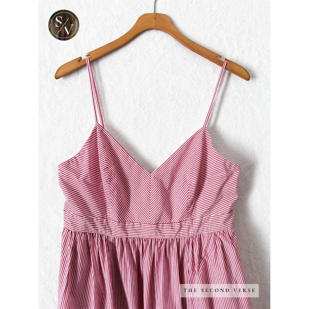 J. Crew Spaghetti Strap Stripe Red White Dress Size 10 - Picture 3 of 11